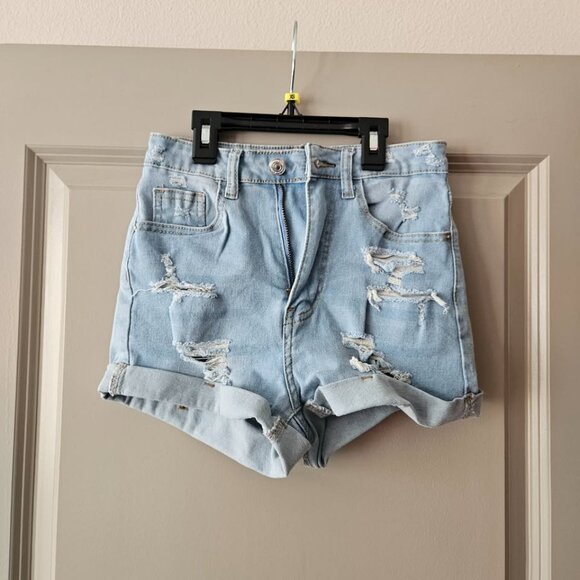 Light Blue Womens Jean Shorts with Rips Size Extra Small - Picture 1 of 3
